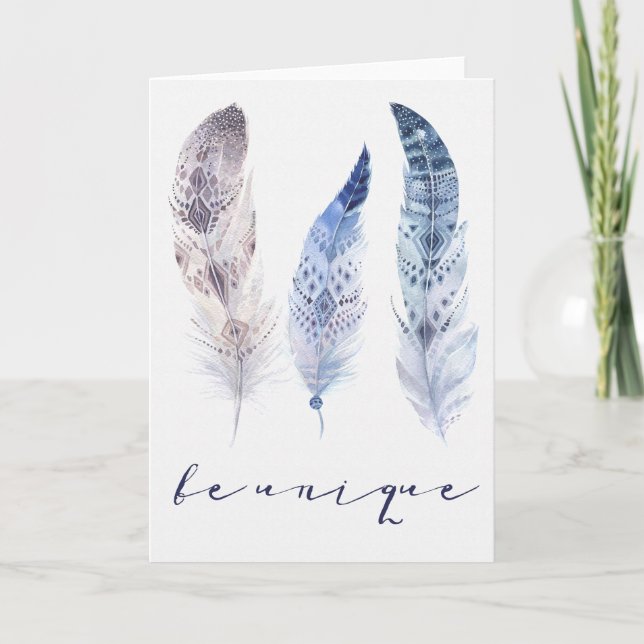 Boho Feathers - Soyez unique Carte d'amitié (Devant)