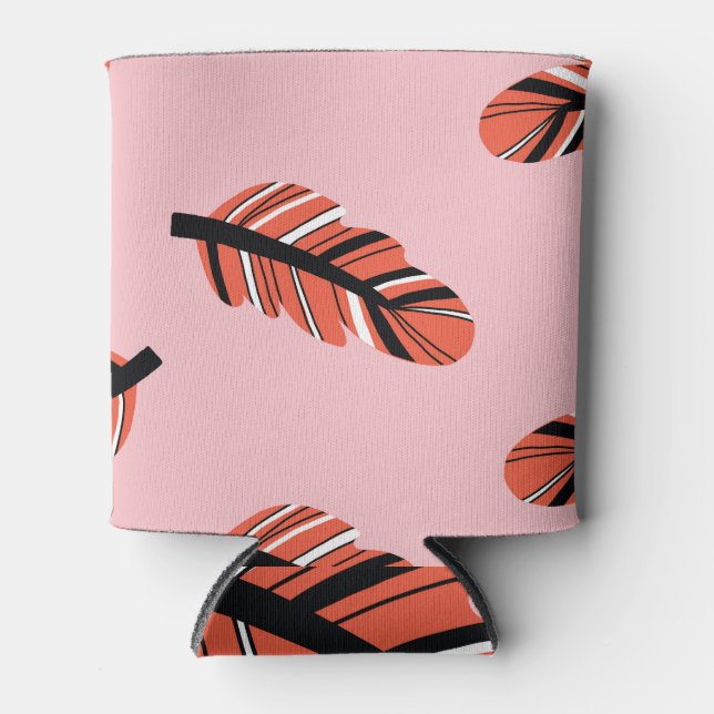 Boho Feathers: Vintage Repeat. Can Cooler (Front)