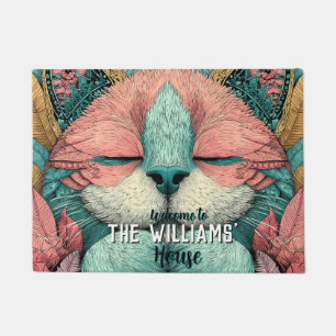 Boho Feline Kittens Cat Floormat  Doormat