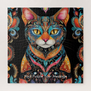 Boho Feline Mandala Jigsaw Puzzle
