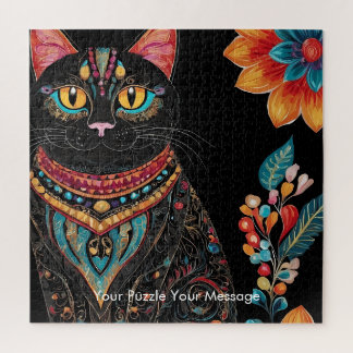 Boho Feline Mandala Jigsaw Puzzle