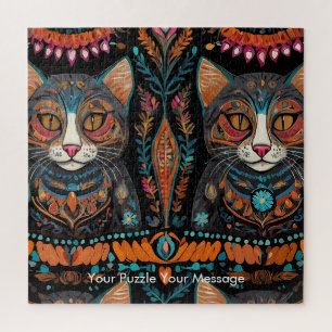 Boho Feline Mandala Jigsaw Puzzle