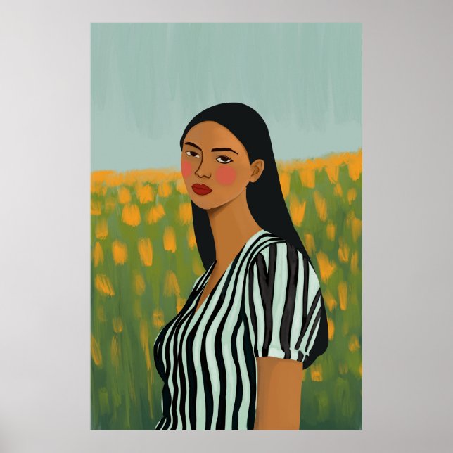 Boho femme fleurs poster art (Devant)