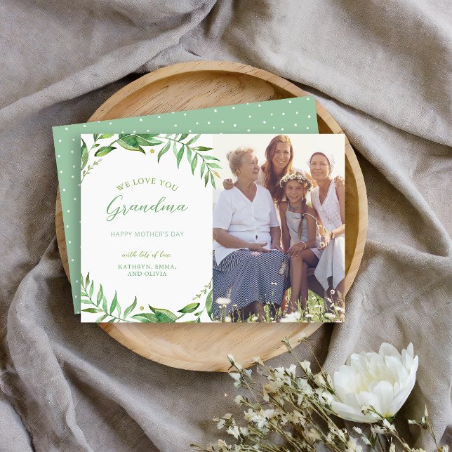 Boho Feuilles Personnalisé Mère's Day Carte photo (Créateur téléchargé)