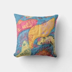 Boho Fibre Art Patchwork Quilt Throw Pillow