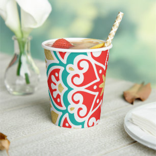 Boho Fiesta Geometric Paper Cups