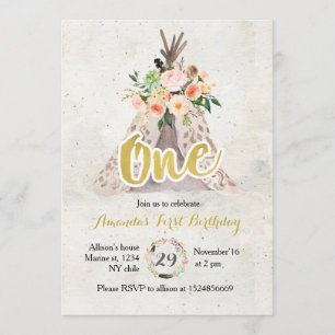 Boho First Birthday Invitation
