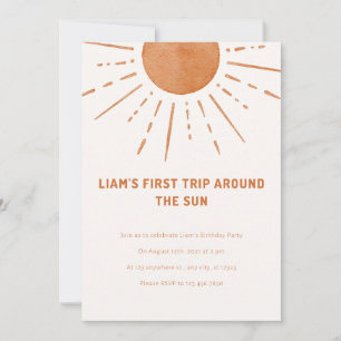 Boho First Trip Around The Sun 1st Birthday Invita Invitation
