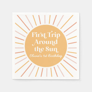 Boho First Trip Around the Sun 1st birthday Napkin