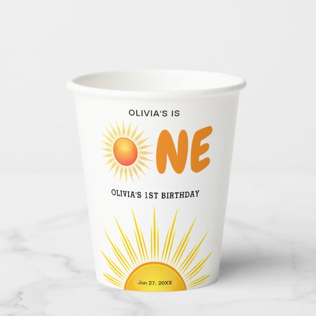 Boho First Trip Around the Sun 1st Birthday  Paper Cups (Front)