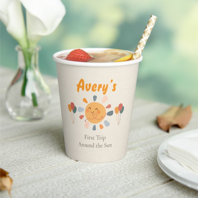 Boho First Trip Around the Sun 1st Birthday  Paper Cups (Insitu)