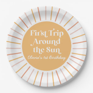 Boho First Trip Around the Sun 1st birthday Paper Plate