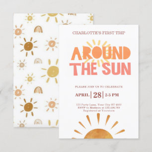 Boho First Trip Around The Sun 1st Birthday Party Invitation