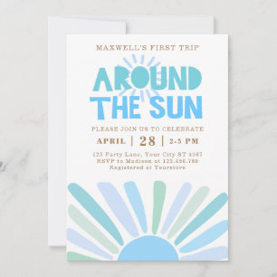 Boho First Trip Around The Sun 1st Birthday Party Invitation
