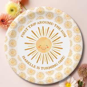 Boho First Trip Around The Sun 1st Birthday Party  Paper Plate