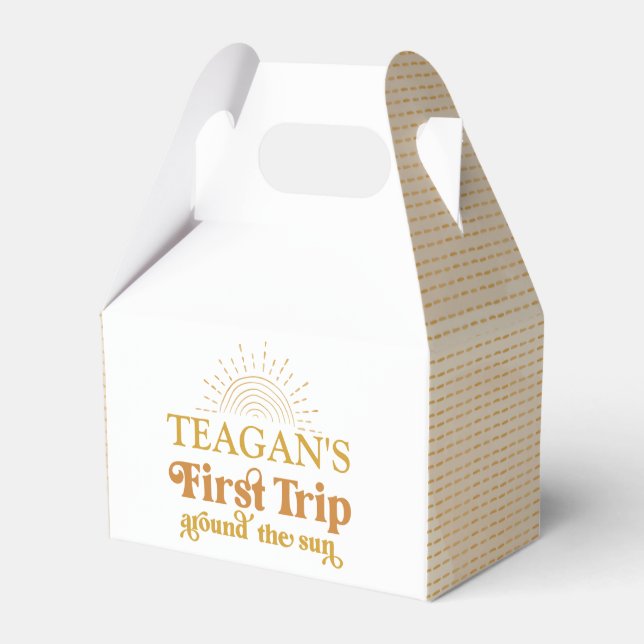 Boho First Trip Around The Sun First Birthday Favor Box (Front Side)