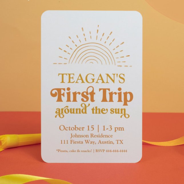 Boho First Trip Around The Sun First Birthday Invitation (Creator Uploaded)