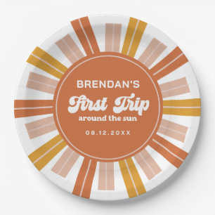 Boho First Trip Around the Sun First Birthday Paper Plate