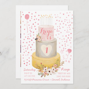 Boho First Year Photo Collage Birthday Invitation