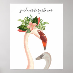 Boho Flamingo Mama + Chick Baby Shower Poster