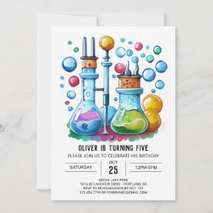 Boho Flask Laboratory Scientist Birthday Invitation