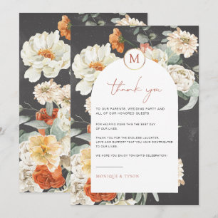 Boho Fleur Dark   Carte de remerciement de table d