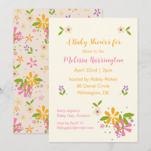 Boho Fleur sauvage Baby Girl Douche Invitation