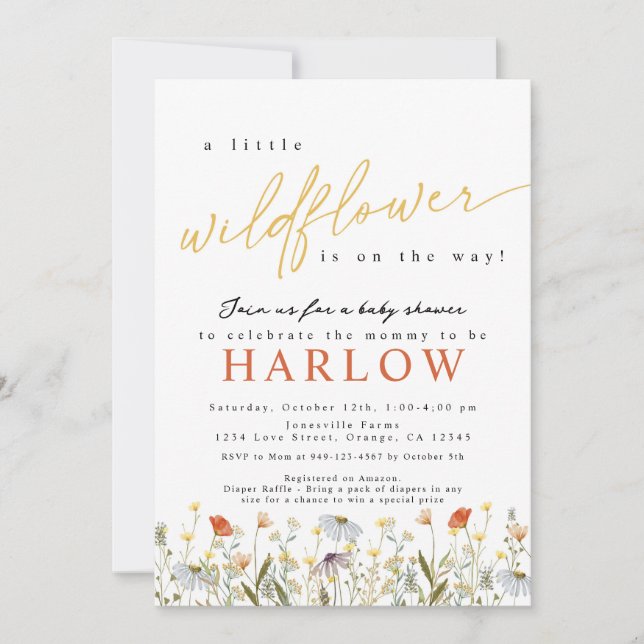 Boho Fleur sauvage Baby shower Invitation (Devant)