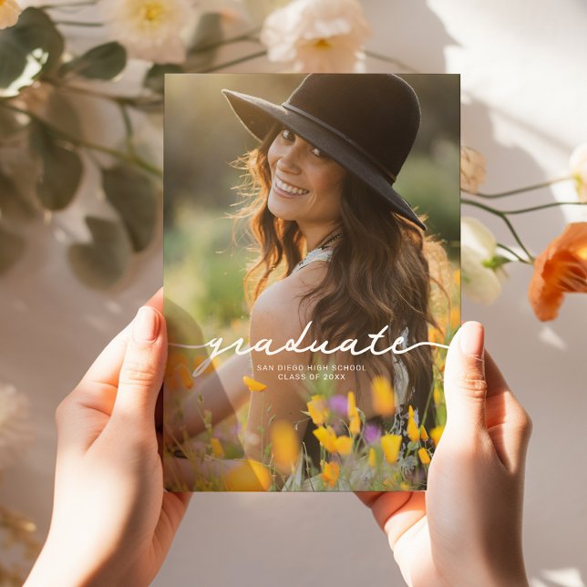 Boho Fleur sauvage Faire-part d'études (Boho Wildflower Girl Graduation Announcement)