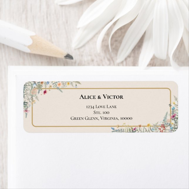 Boho Fleur sauvage Fern Beige Mariage Adresse de r (En situation)