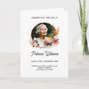 Boho Fleur sauvage Funeral Memorial Programme