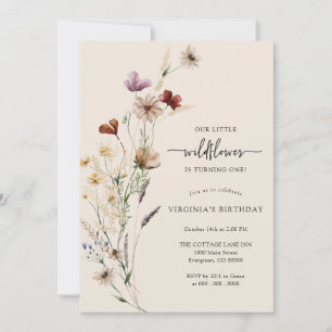 Boho Fleur sauvage Invitation d'anniversaire