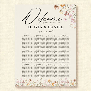 Boho Fleur sauvage Jardin Mariage Tableau de siège