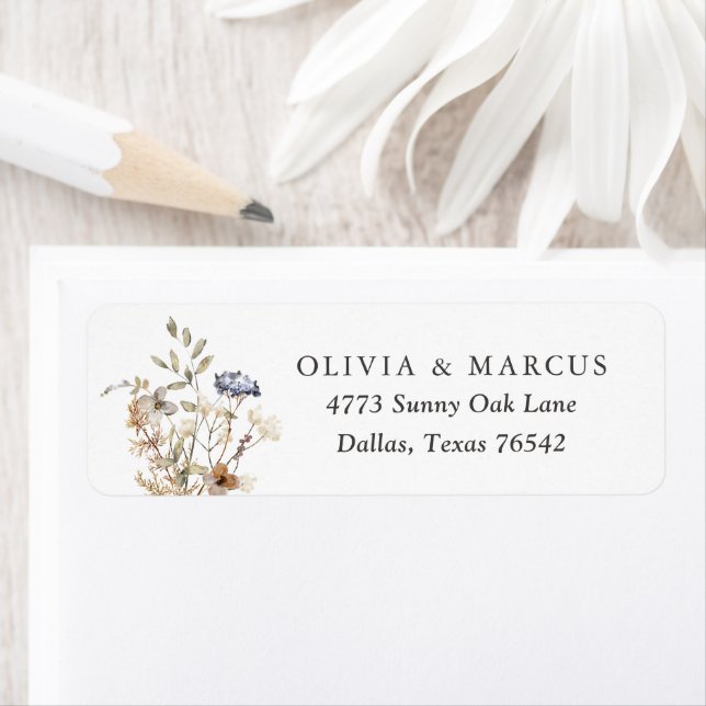 Boho Fleur sauvage Mariage Adresse de retour (En situation)