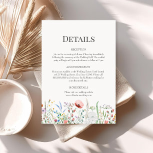 Boho Fleur sauvage Mariage Détails Carte de boîtie