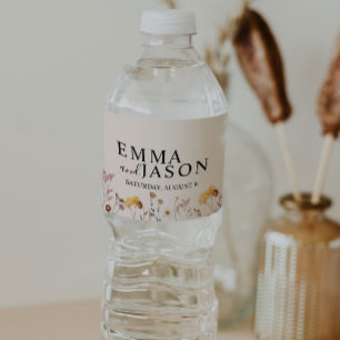 Boho Fleur sauvage Mariage Étiquette de bouteille 
