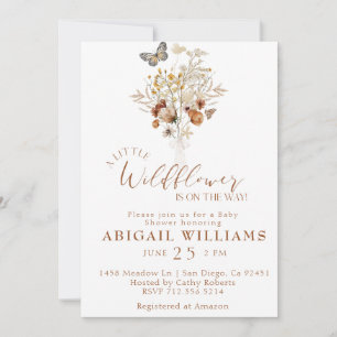 Boho Fleur sauvage papillon Baby shower Invitation