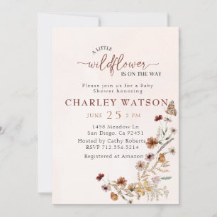 Boho Fleur sauvage papillon Baby shower Invitation