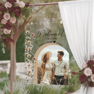 Boho Fleur sauvage Photo Arch Mariage Welcome Clea