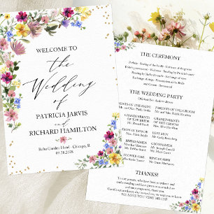 Boho Fleur sauvage Wedding Programme