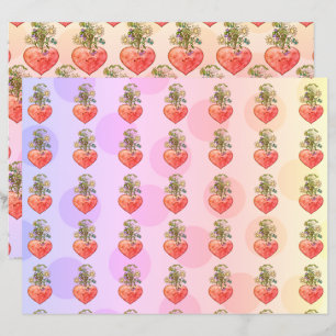 Boho fleurit coeur coloré papier de scrapbook