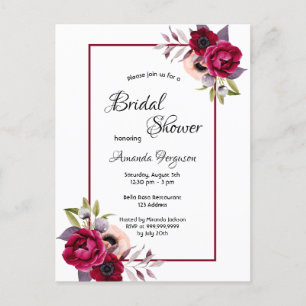 Boho fleurs bourguignonne invitation à la douche n