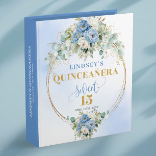 Boho Fleurs de Pivoine Bleues Quinceañera Classeur