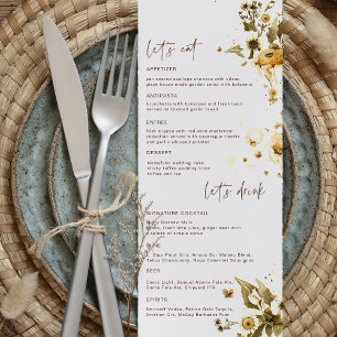 Boho Fleurs sauvages d'automne   Menu Mariage