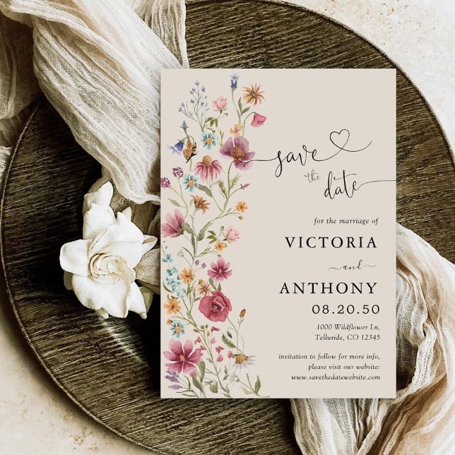 Boho Fleurs sauvages Enregistrer Les Cartes De Dat (Créateur téléchargé)