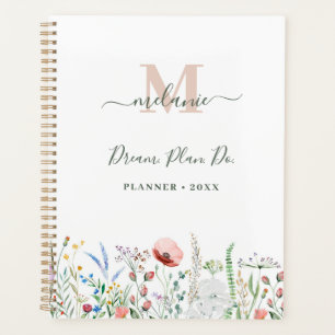 Boho Fleurs sauvages Nom personnalisé Monogramme
