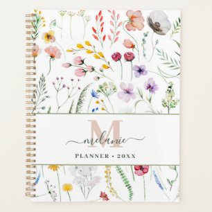 Boho Fleurs sauvages Nom personnalisé Monogramme