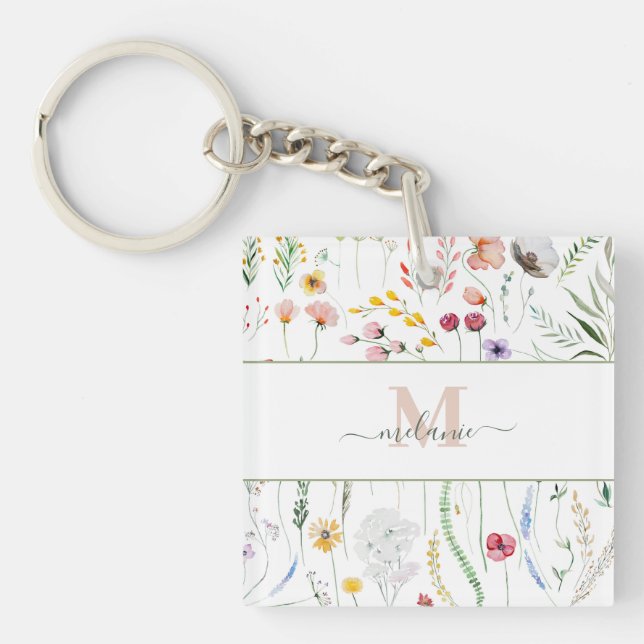 Boho Fleurs sauvages Nom personnalisé Monogramme (Devant)