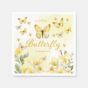 Boho Floral A little Butterfly Girl Baby Shower Napkin