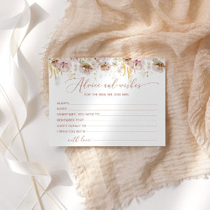 Boho floral advice and wishes bridal shower card